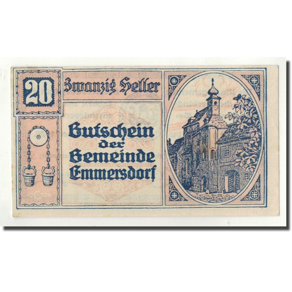 Geldschein, Österreich, Emmersdorf an der Donau, 20 Heller, paysage, 1920