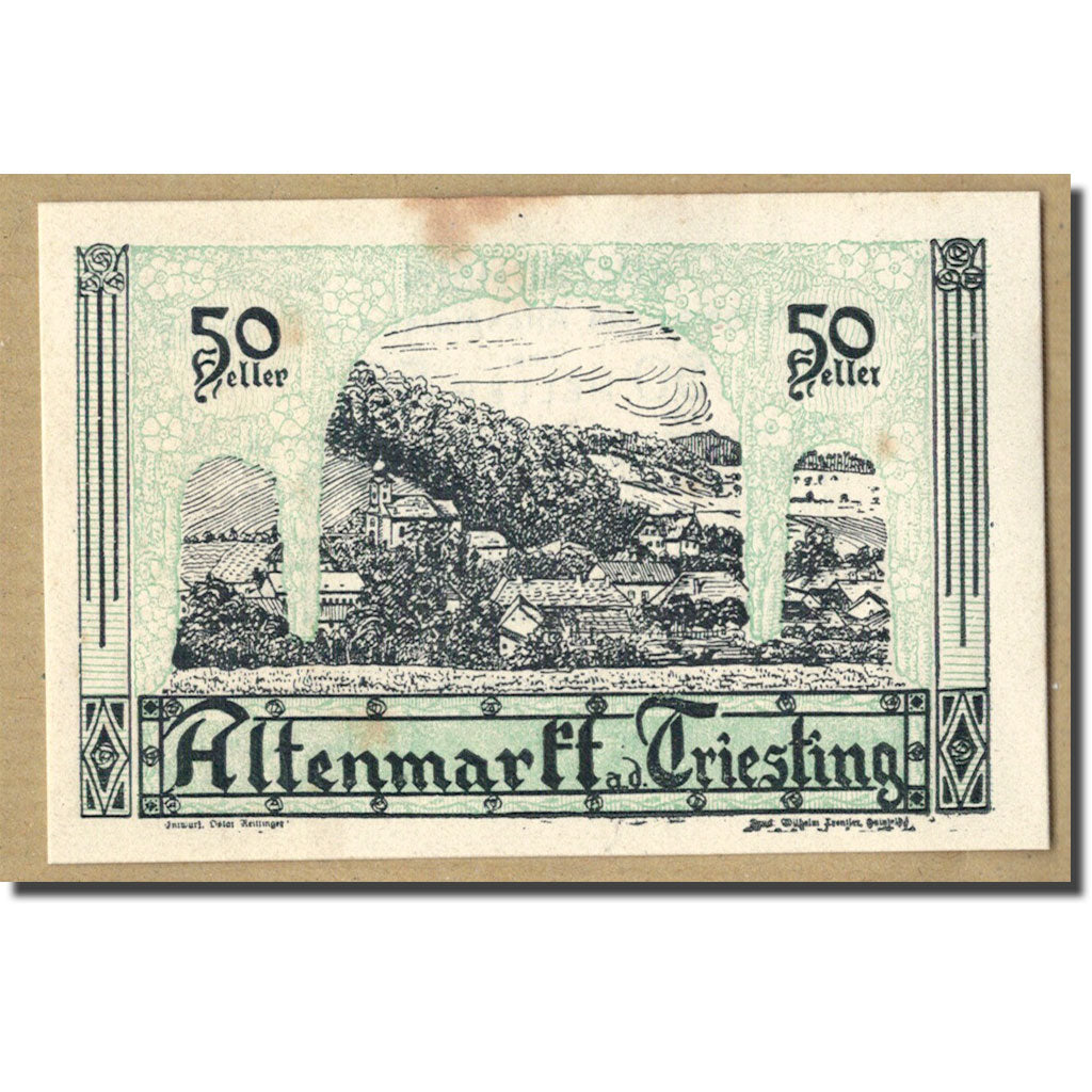 Geldschein, Österreich, Altenmarkt, 50 Heller, paysage, 1920, 1920-05-09, UNZ-