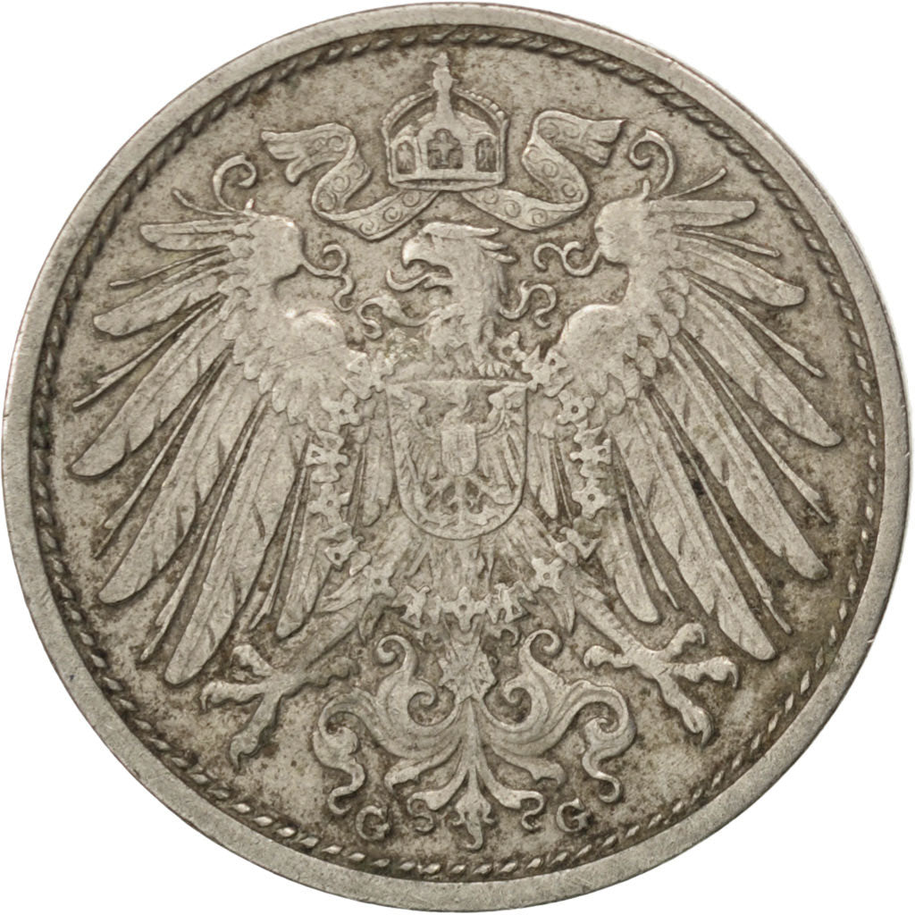 Münze, GERMANY - EMPIRE, Wilhelm II, 10 Pfennig, 1914, Karlsruhe, SS