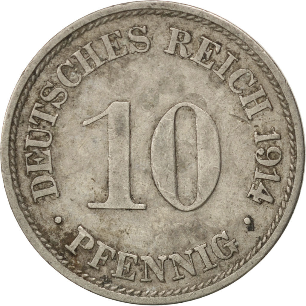 Münze, GERMANY - EMPIRE, Wilhelm II, 10 Pfennig, 1914, Karlsruhe, SS