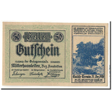 Banknote, Austria, Mitterhausleiten, 50 Heller, agriculteur, UNC(63), Mehl:620a