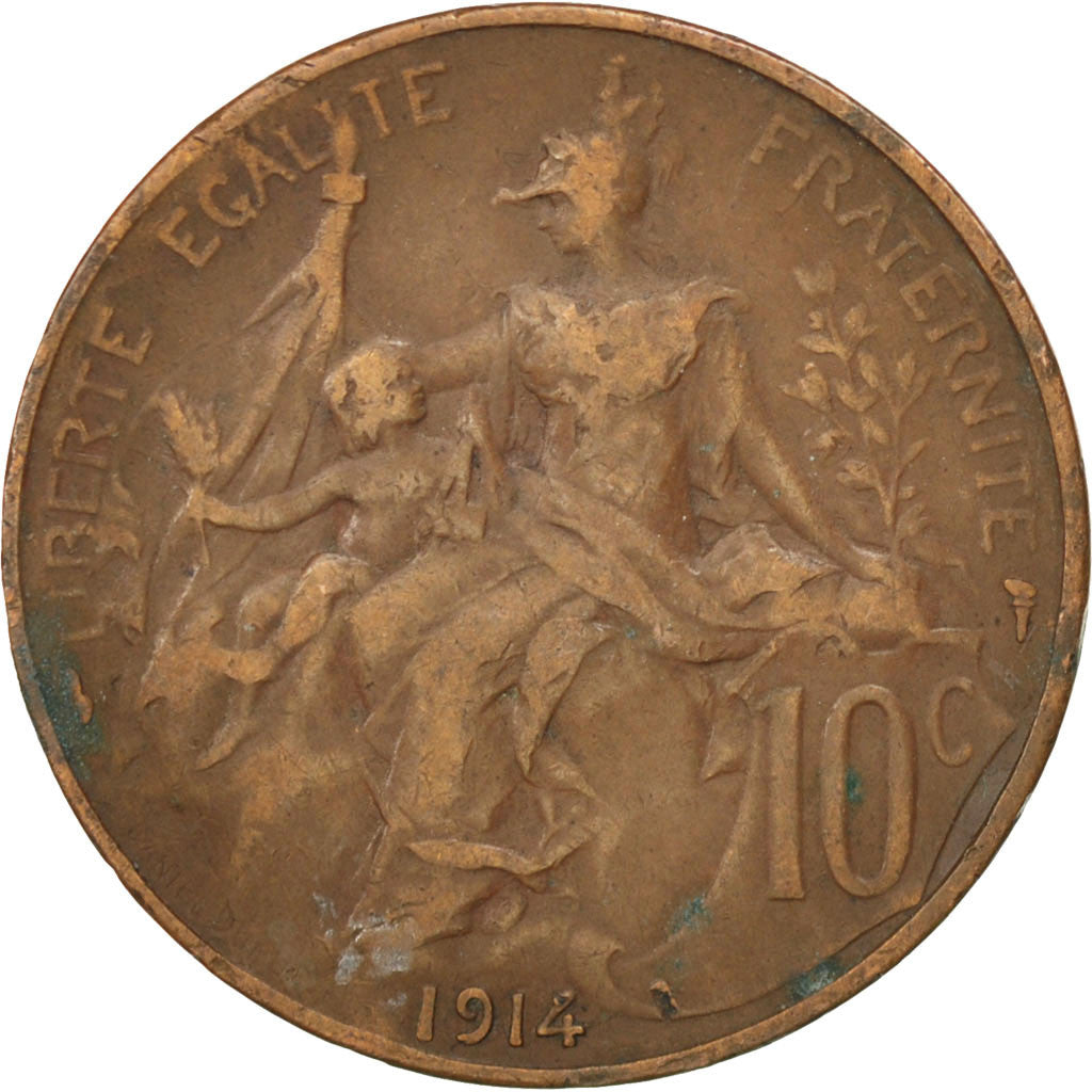 Moneta, Francia, Dupuis, 10 Centimes, 1914, Paris, BB, Bronzo, KM:843