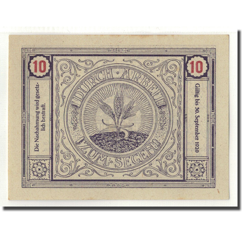 Geldschein, Österreich, Bischofstetten, 10 Heller, épis de blé, 1920