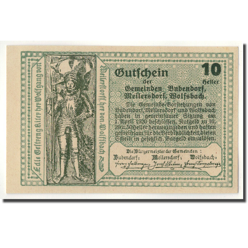 Geldschein, Österreich, Budendorf, 10 Heller, Eglise, 1920, 1920-04-01, UNZ-