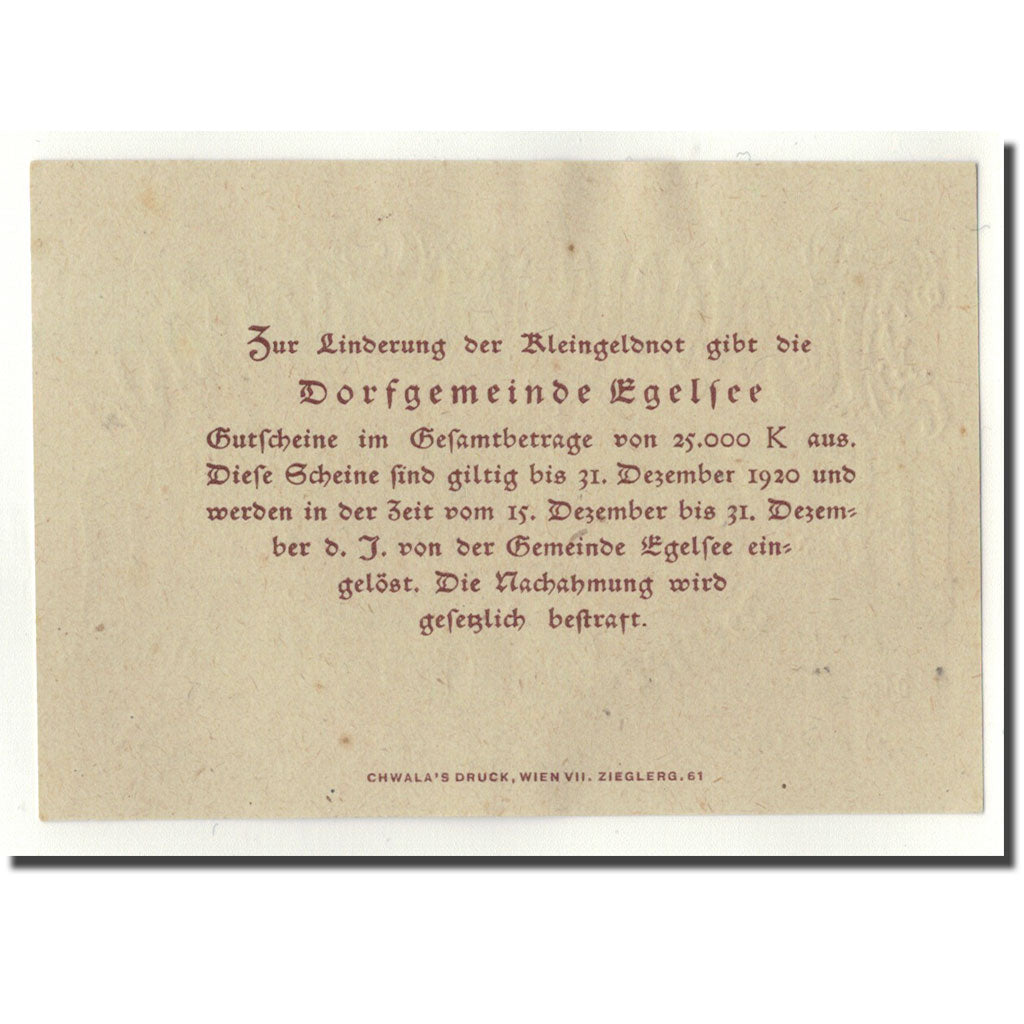 Geldschein, Österreich, Elgelsee, 50 Heller, paysage, 1920, 1920-05-23, UNZ-