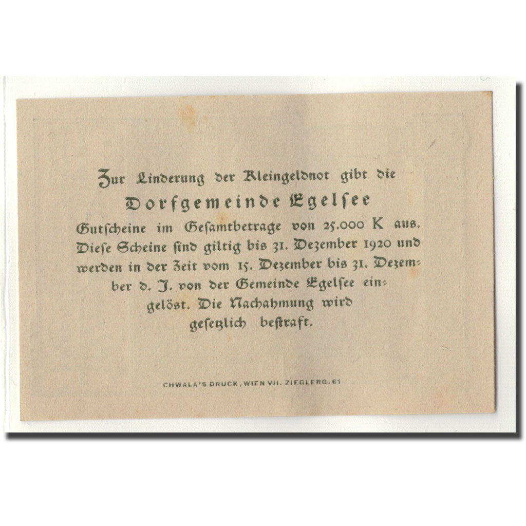 Banknote, Austria, Elgelsee, 10 Heller, château, 1920, 1920-05-23, UNC(63)