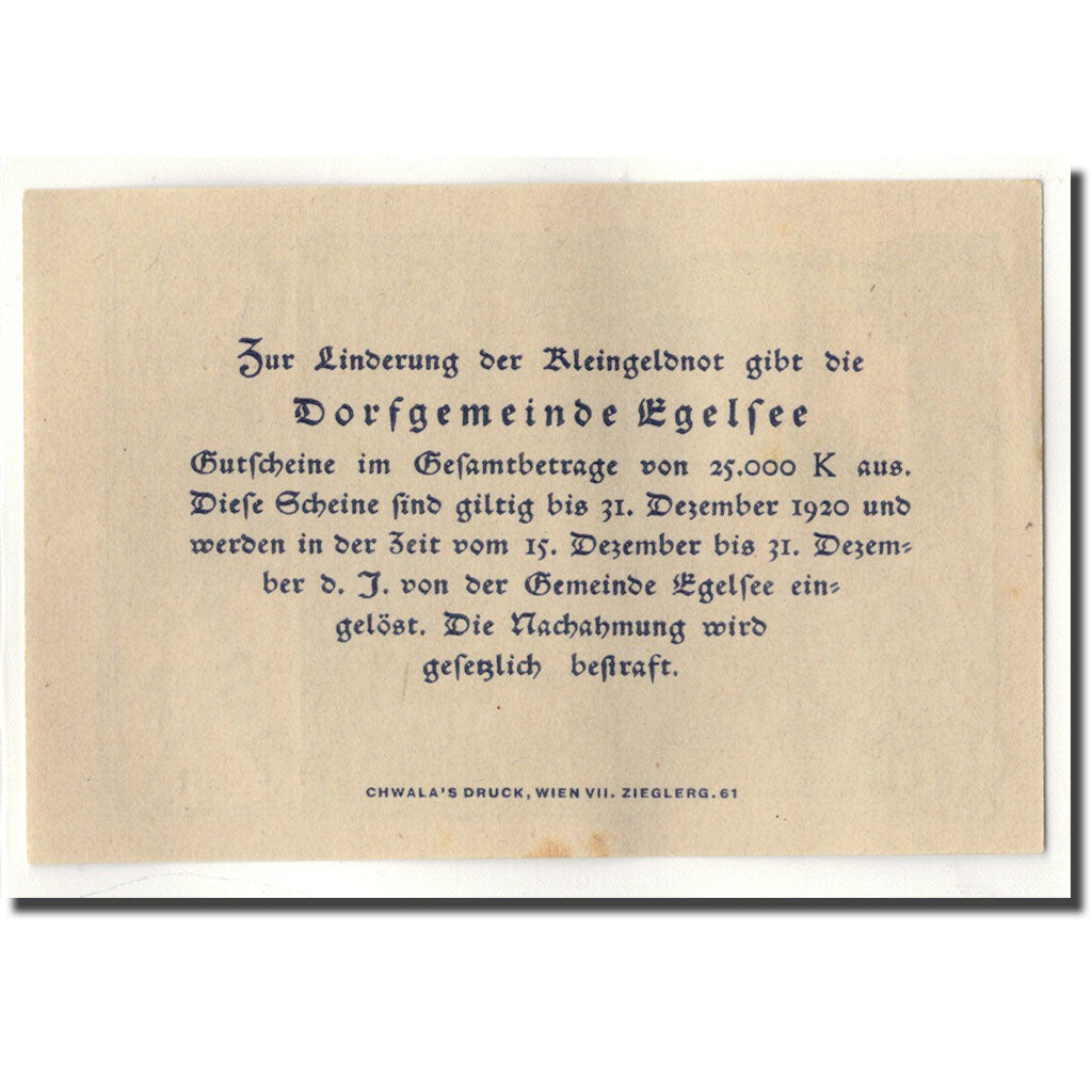 Geldschein, Österreich, Elgelsee, 20 Heller, tour, 1920, 1920-05-23, UNZ-