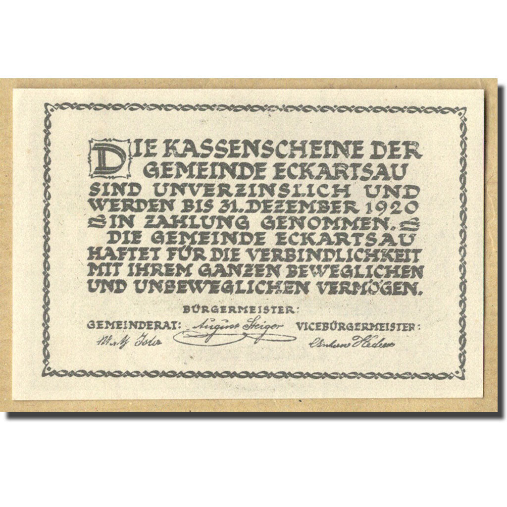 Geldschein, Österreich, Eckartsau, 80 Heller, manoir, UNZ-, Mehl:149a