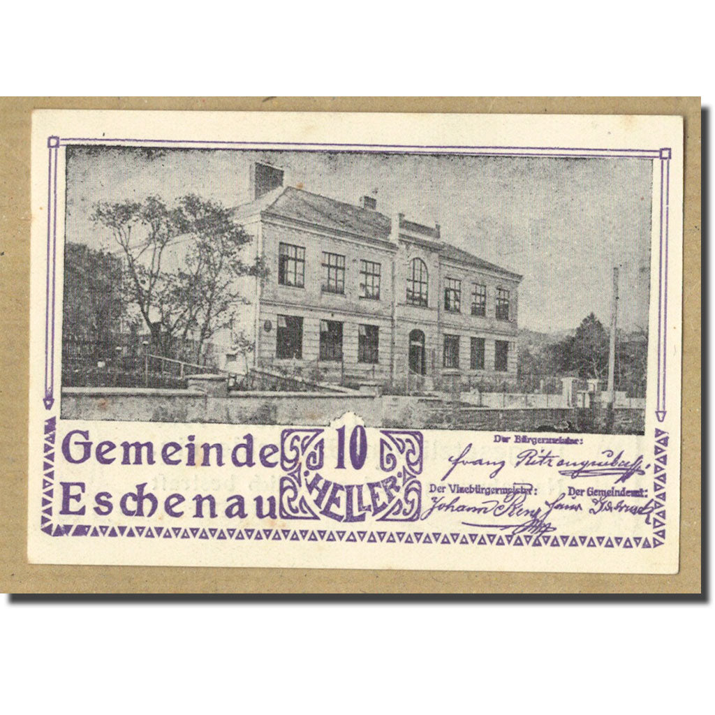 Geldschein, Österreich, Eschenau, 10 Heller, manoir, UNZ-, Mehl:186c