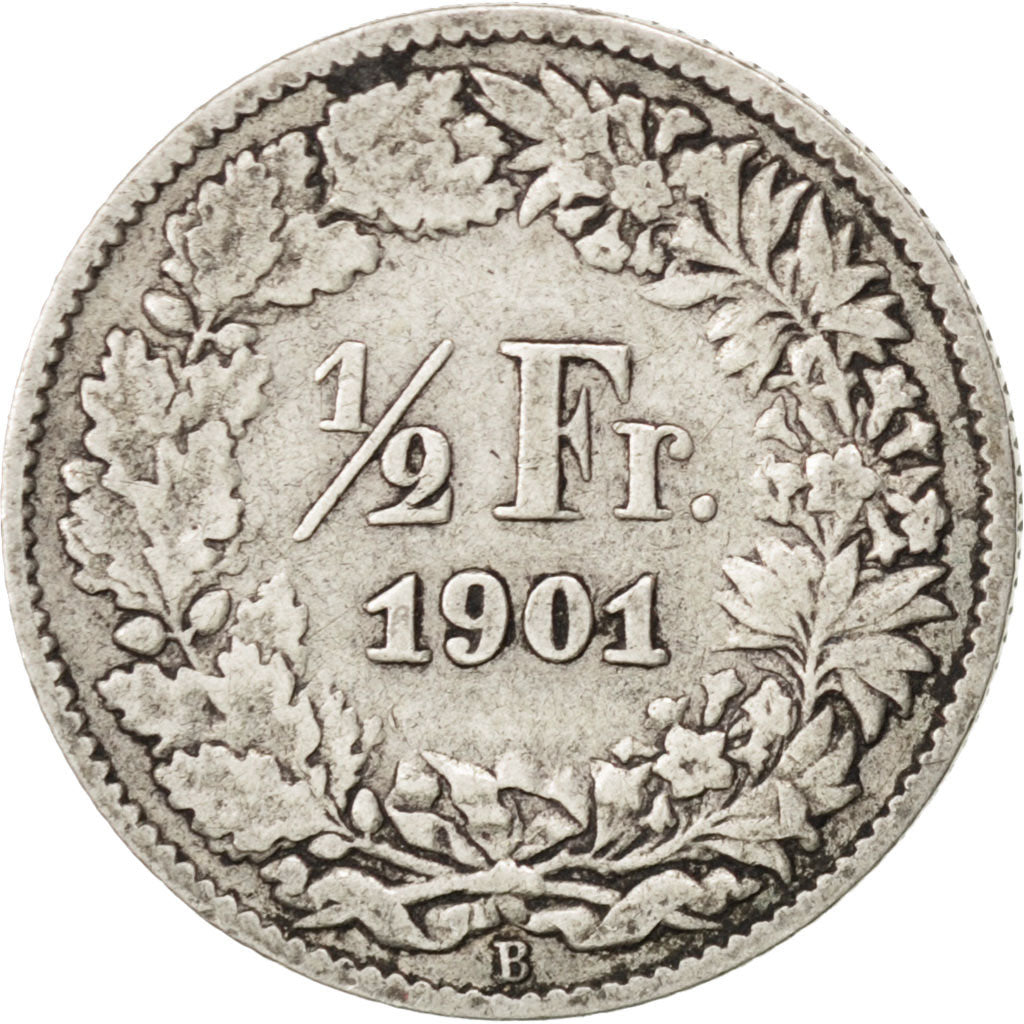 Svizzera, 1/2 Franc, 1901, Bern, MB, Argento, KM:23