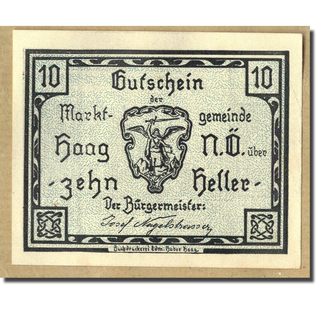 Geldschein, Österreich, Haag, 10 Heller, paysage, UNZ-, Mehl:318 V