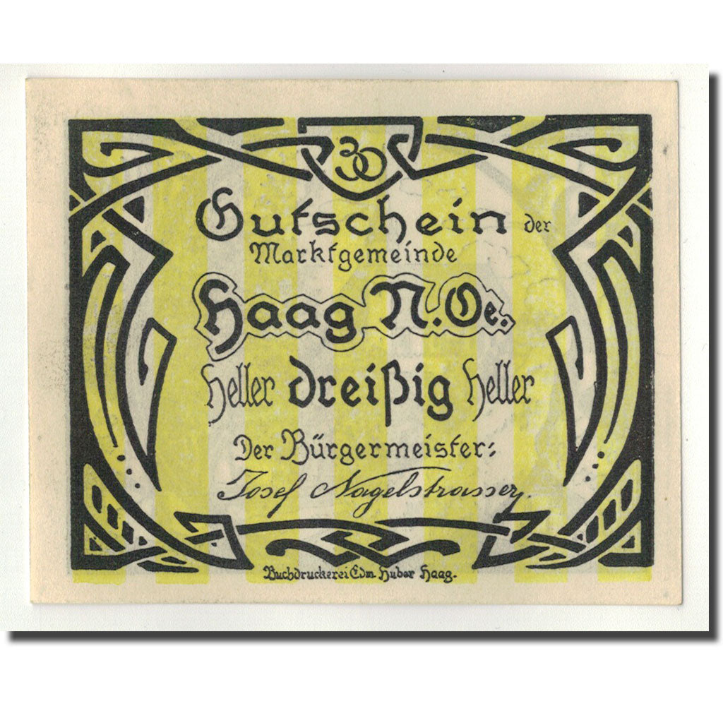 Geldschein, Österreich, Haag, 30 Heller, paysage, 1919-12-20, UNZ-, Mehl:318