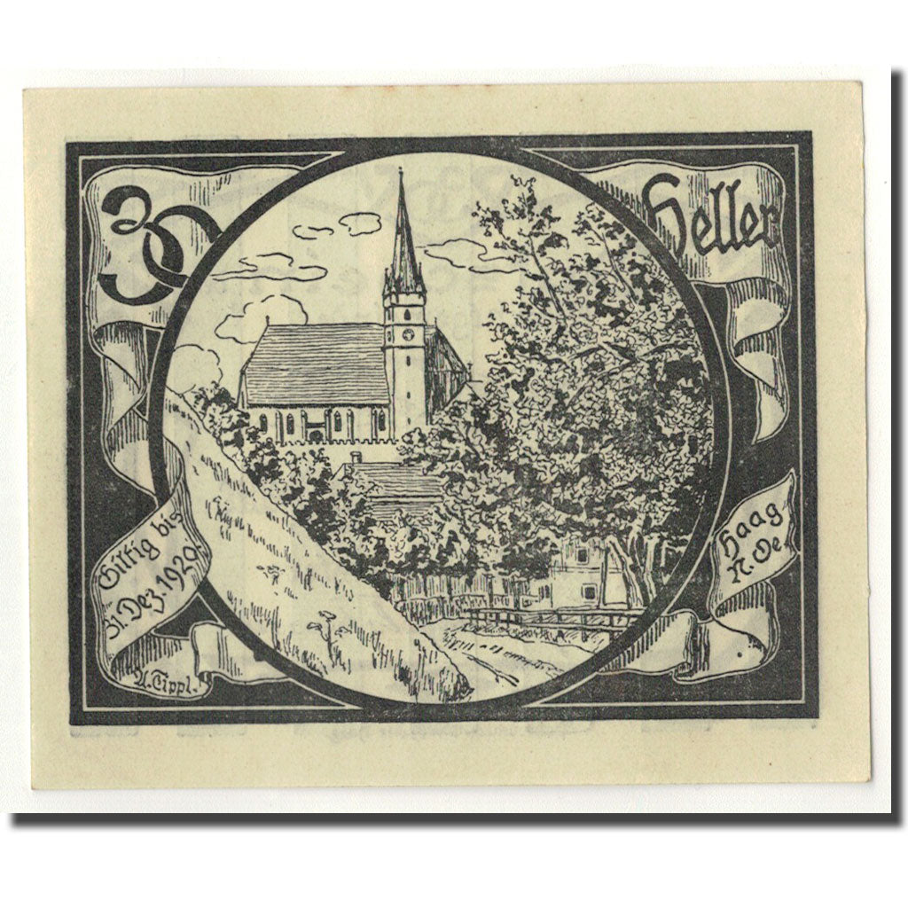 Banknote, Austria, Haag, 30 Heller, paysage, 1919-12-20, UNC(63), Mehl:318 VIb