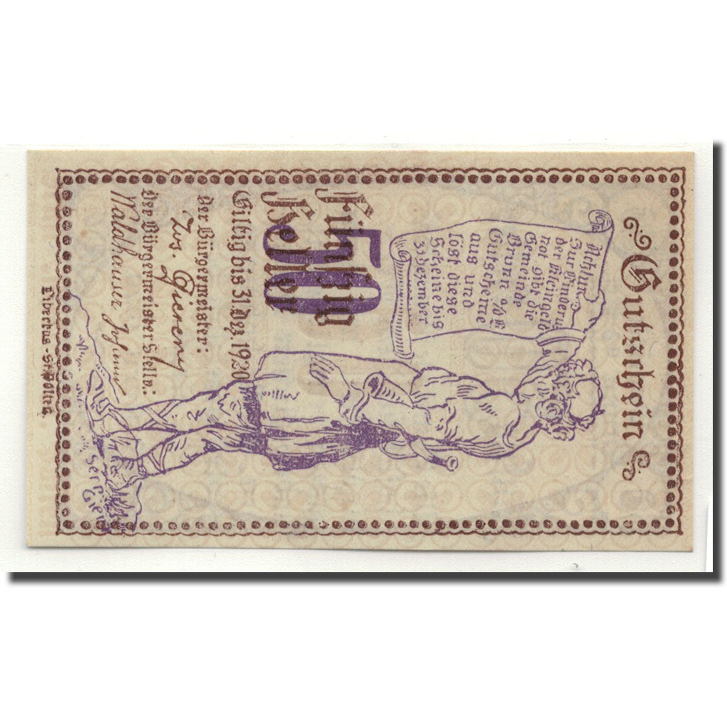 Geldschein, Österreich, Erla, 50 Heller, personnage, 1920, 1920-04-29, UNZ-
