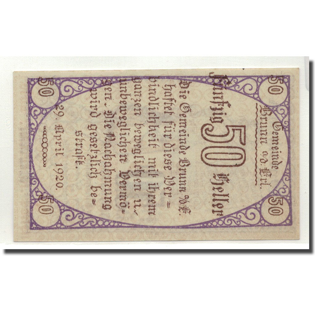 Geldschein, Österreich, Erla, 50 Heller, personnage, 1920, 1920-04-29, UNZ-