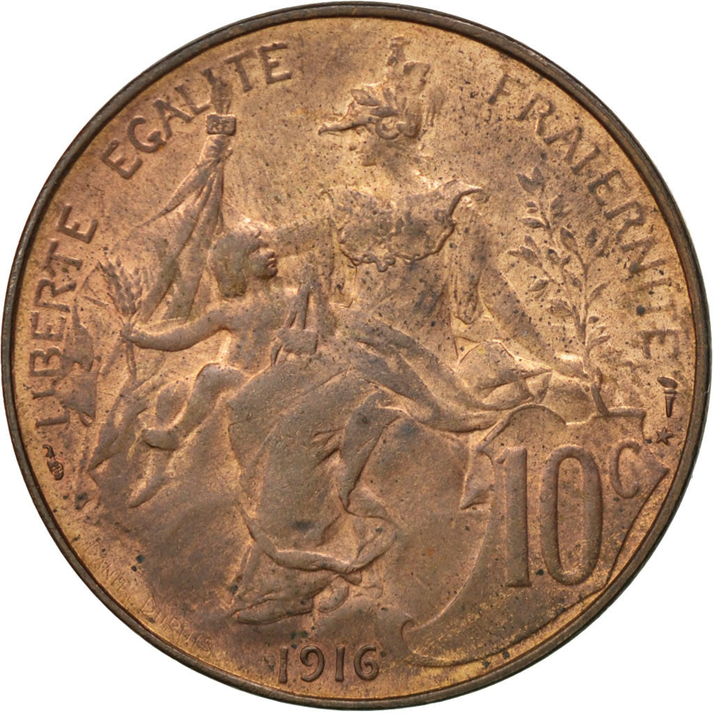 Coin, France, Dupuis, 10 Centimes, 1916, AU(55-58), Bronze, KM:843, Gadoury:277