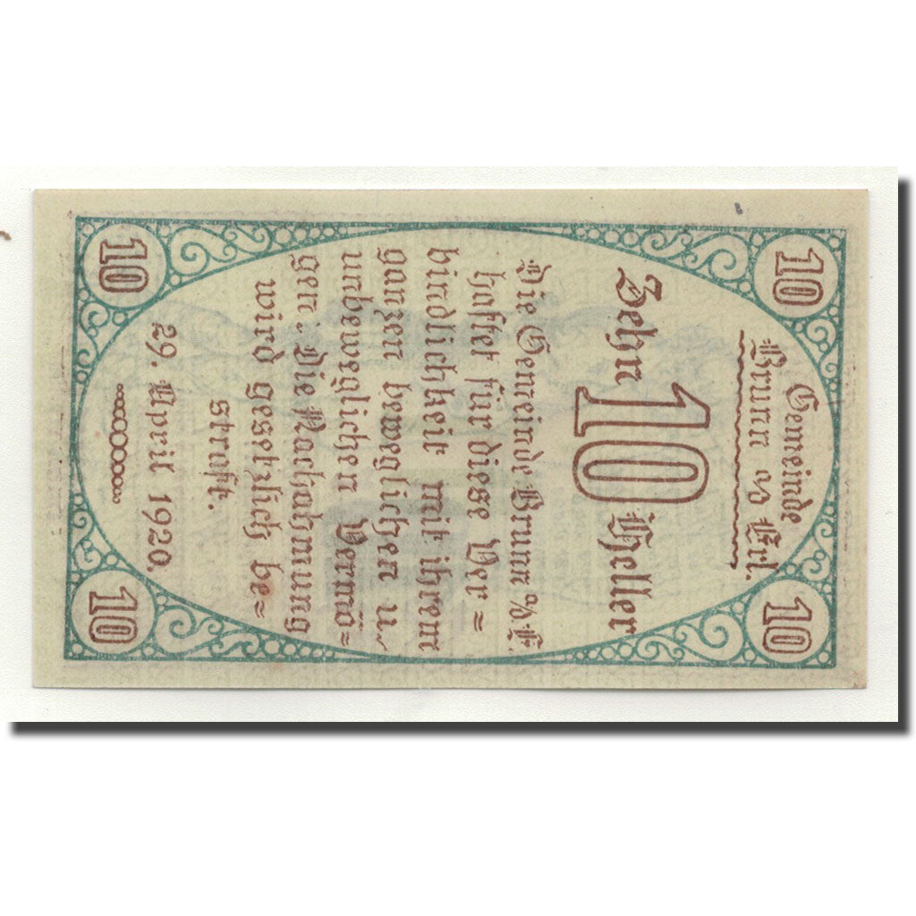 Banknote, Austria, Erla, 10 Heller, personnage, 1920, 1920-04-29, UNC(63)