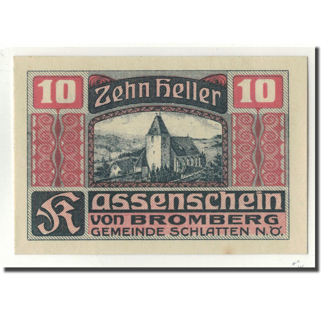 Banconote, Austria, Bromberg, 10 Heller, Eglise, SPL, Mehl:105a