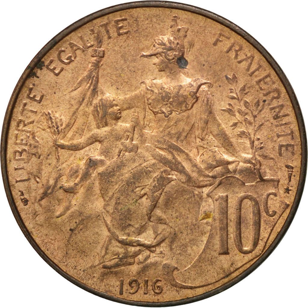 Monnaie, France, Dupuis, 10 Centimes, 1916, SUP, Bronze, KM:843, Gadoury:277