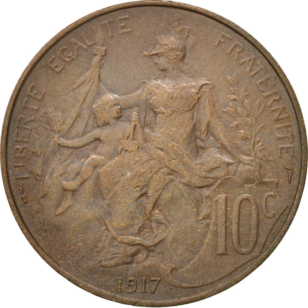 Moneta, Francia, Dupuis, 10 Centimes, 1917, Paris, BB+, Bronzo, KM:843