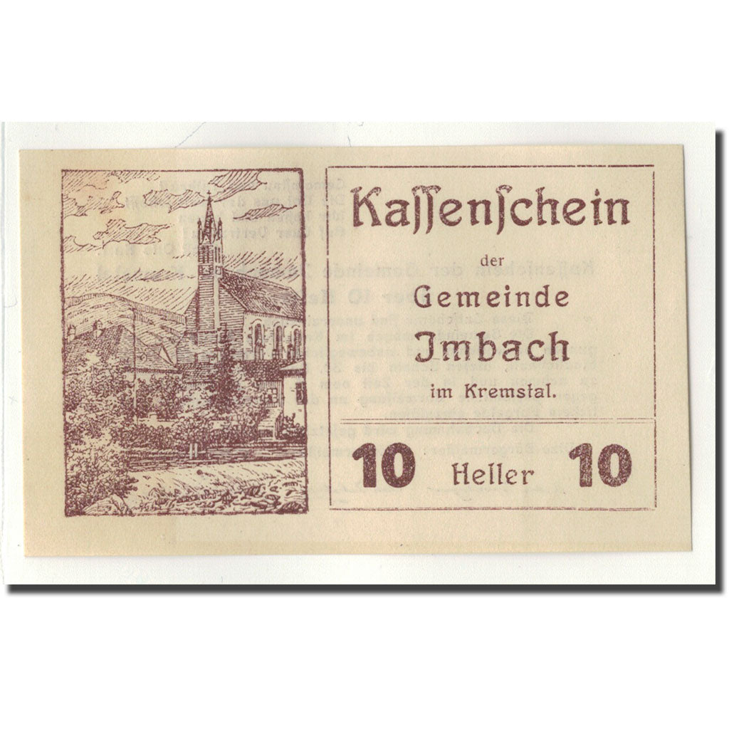 Geldschein, Österreich, Imbach, 10 Heller, Eglise, UNZ-, Mehl:404 Ib
