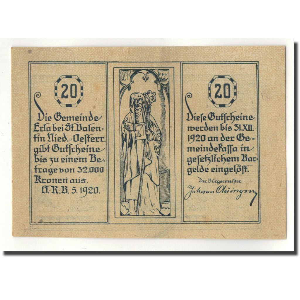 Geldschein, Österreich, Erla, 20 Heller, Eglise, 1920, UNZ-, Mehl:180 e