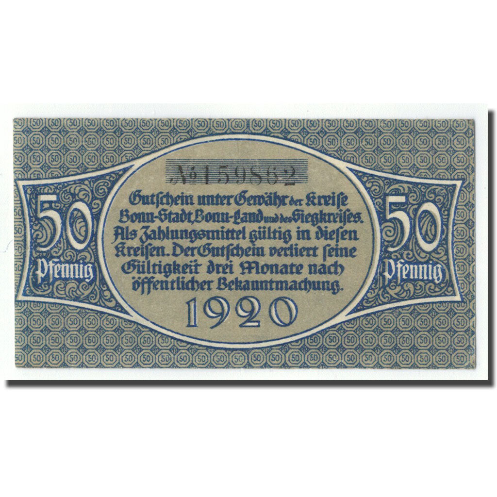 Banknote, Germany, Bonn, 50 Pfennig, personnage, 1920, UNC(63), Mehl:74.6c