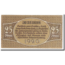 Banknote, Germany, Bonn, 25 Pfennig, personnage, 1920, UNC(63), Mehl:74.6b