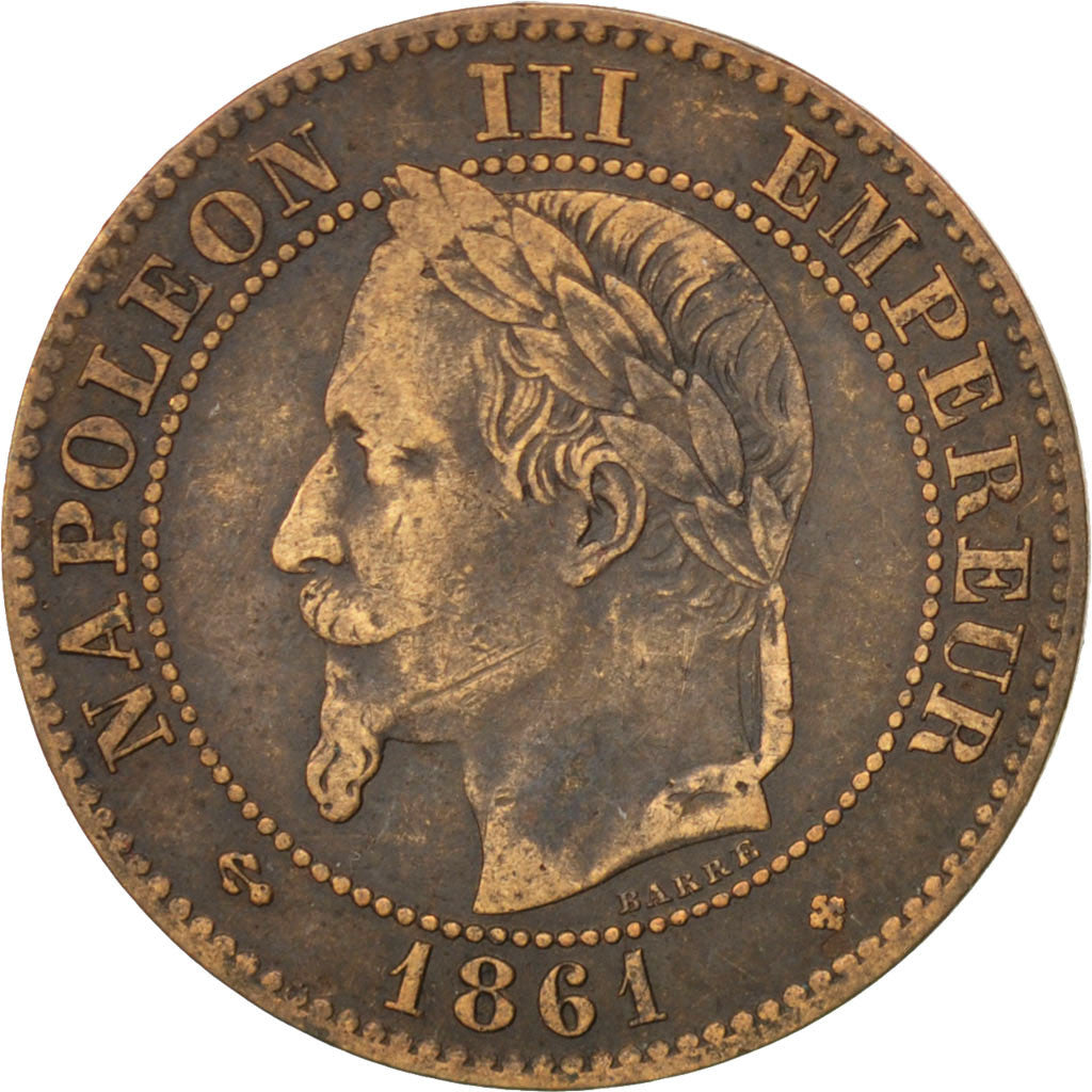 Moneta, Francia, Napoleon III, Napoléon III, 2 Centimes, 1861, Strasbourg, MB+