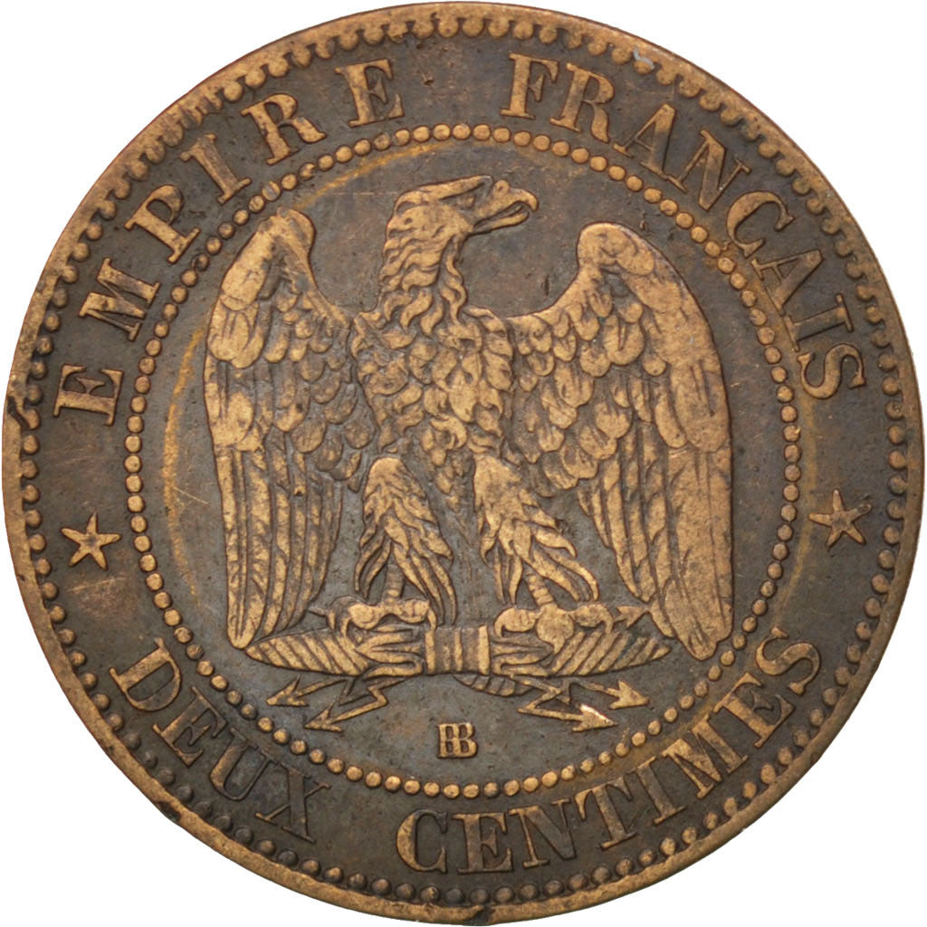 Moneta, Francia, Napoleon III, Napoléon III, 2 Centimes, 1861, Strasbourg, MB+