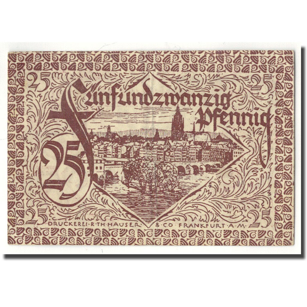 Banknote, Germany, Frankfurt am Main Stadt, 25 Pfennig, paysage, 1919