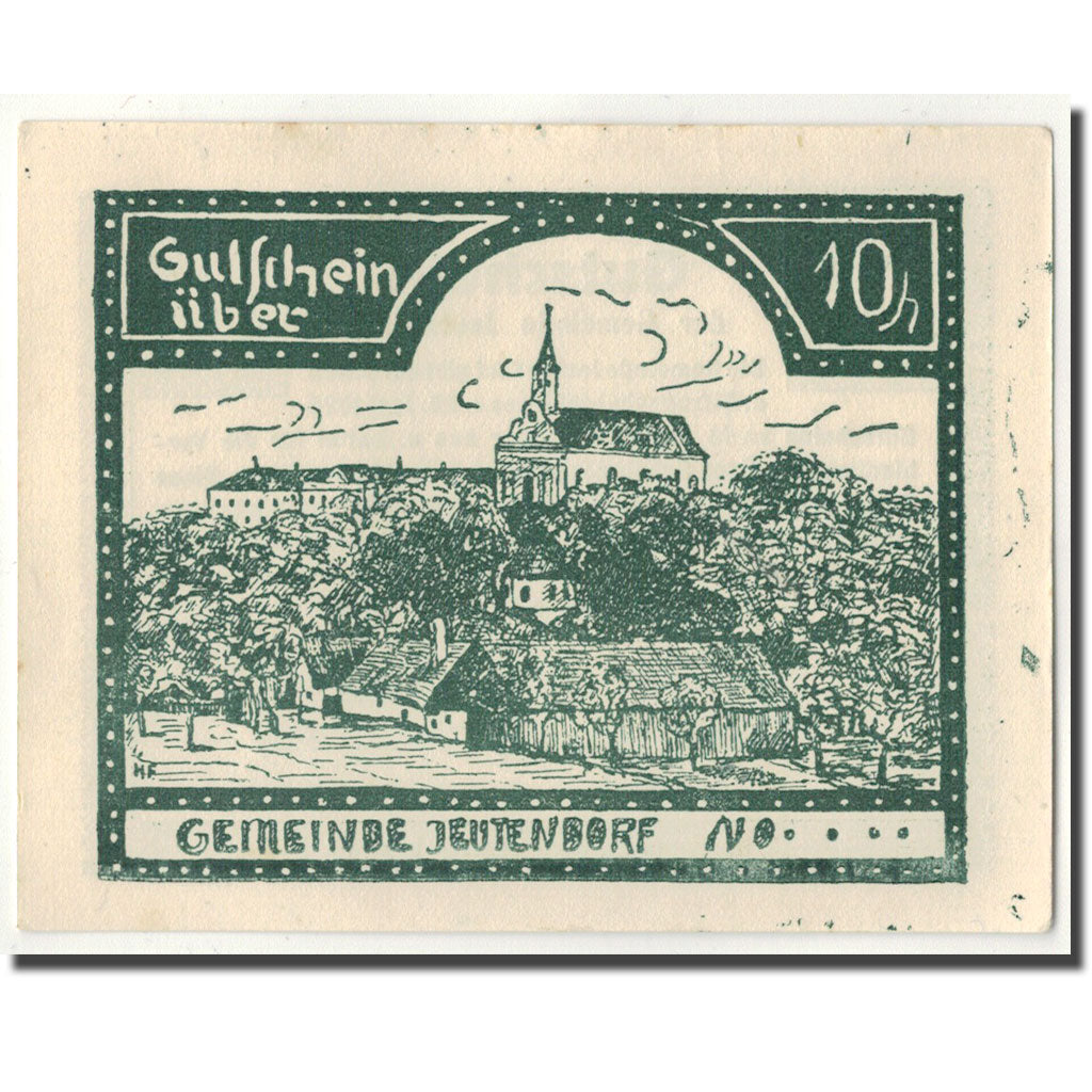 Geldschein, Österreich, Jeutendorf, 10 Heller, paysage, 1920, 1920-06-20, UNZ-