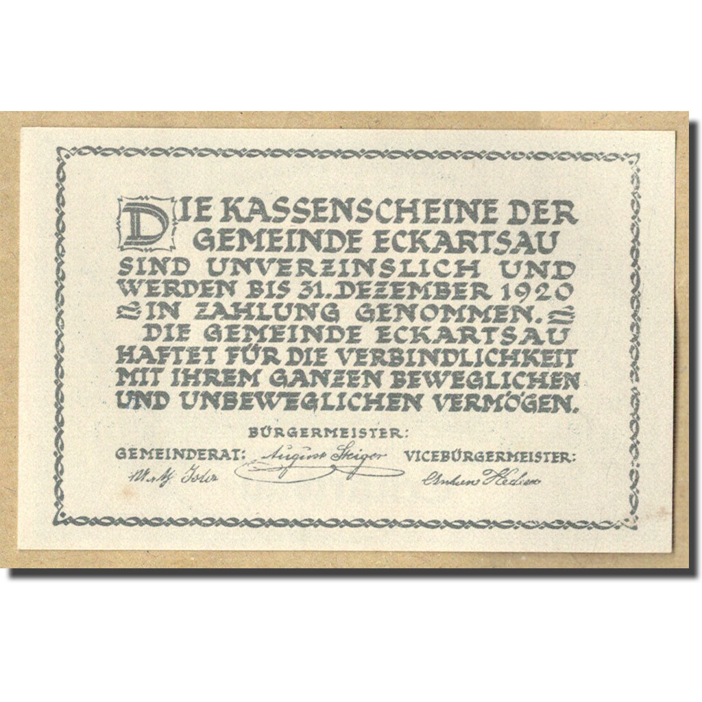 Geldschein, Österreich, Eckartsau, 50 Heller, Monument, 1920, UNZ-, Mehl:FS 149