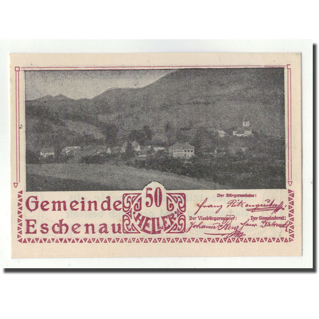 Geldschein, Österreich, Eschenau, 50 Heller, paysage, 1920, UNZ-, Mehl:FS 186a
