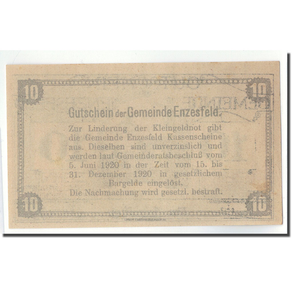 Geldschein, Österreich, Enzesfeld, 10 Heller, Eglise, 1920, 1920-06-05, UNZ-