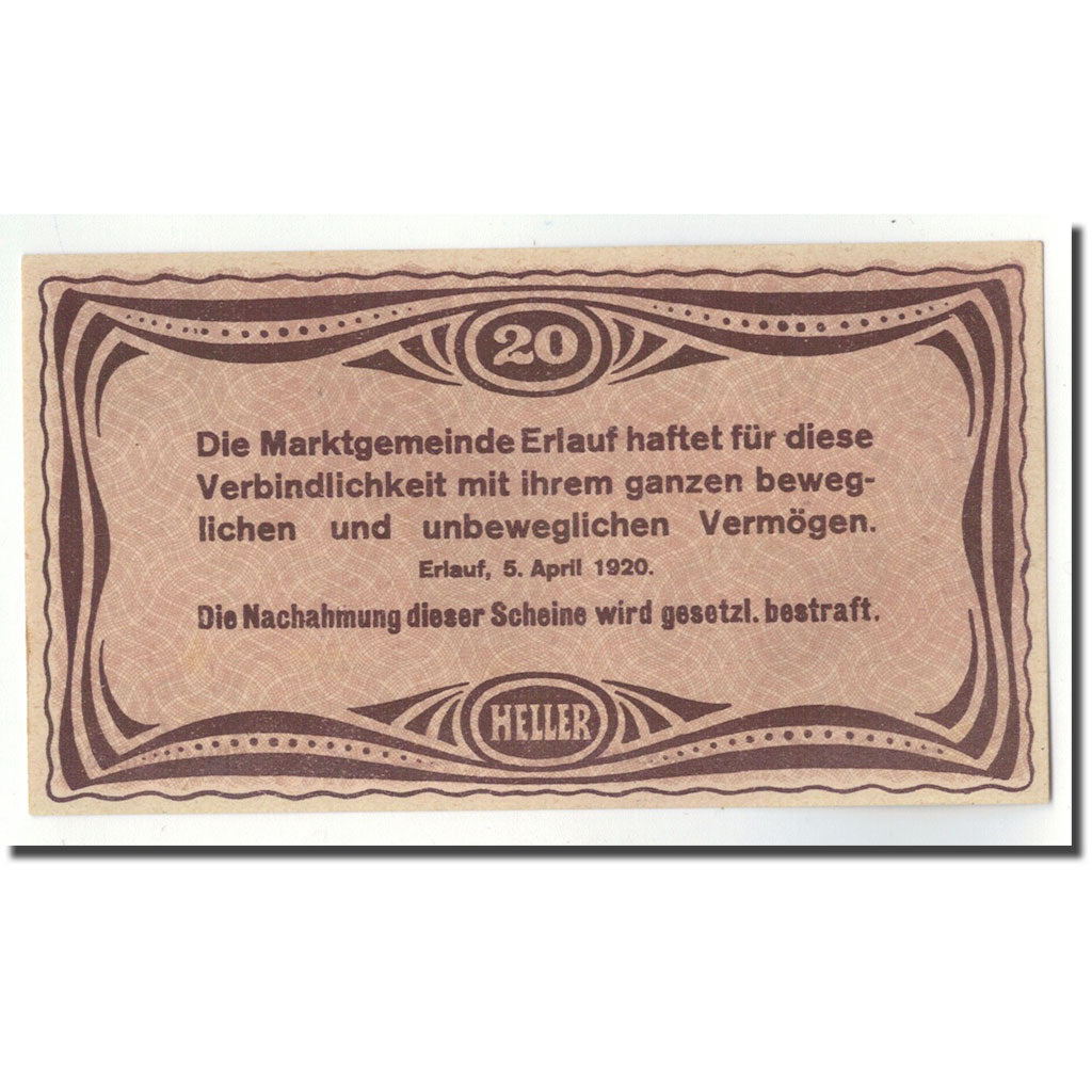 Geldschein, Österreich, Erlauf, 20 Heller, Eglise, 1920, 1920-06-05, UNZ-