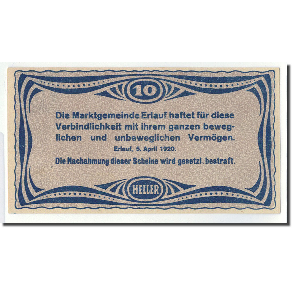 Geldschein, Österreich, Erlauf, 10 Heller, Eglise, 1920, 1920-06-05, UNZ-
