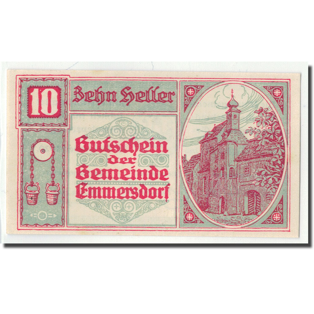 Geldschein, Österreich, Emmersdorf an der Donau, 10 Heller, village, 1920