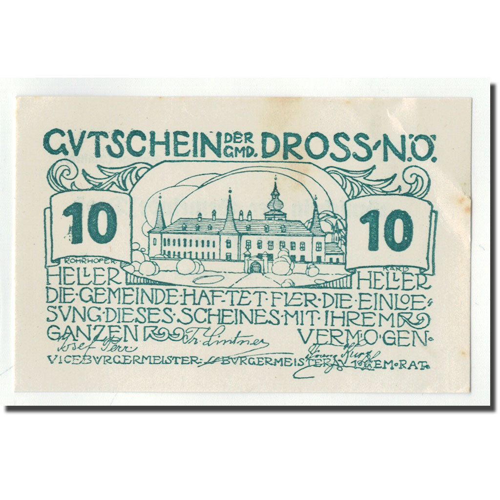 Geldschein, Österreich, Dross, 10 Heller, château, 1920, 1920-12-31, UNZ-