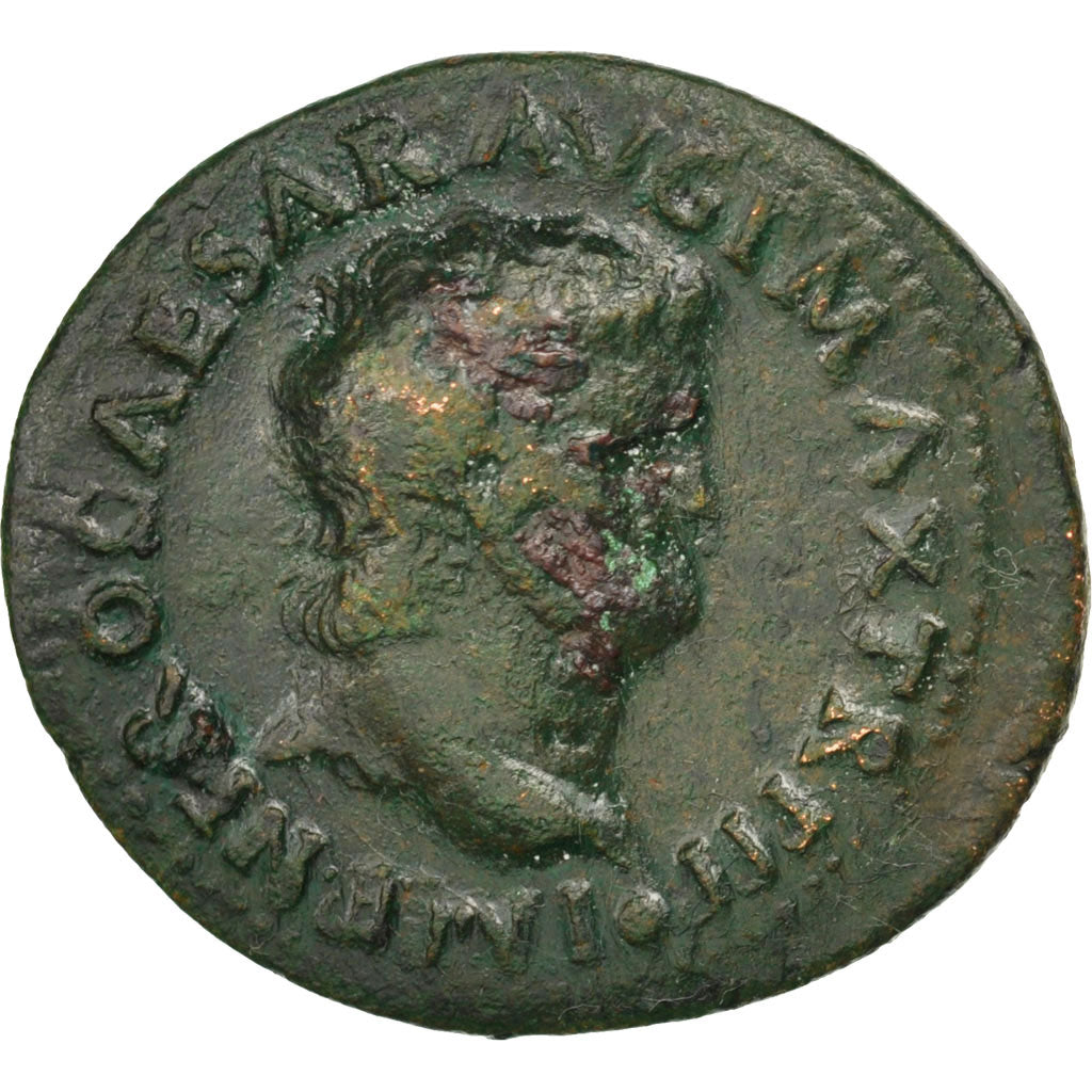 Nero, As, Lyons, VF(20-25), Bronze, RIC #543, 10.17