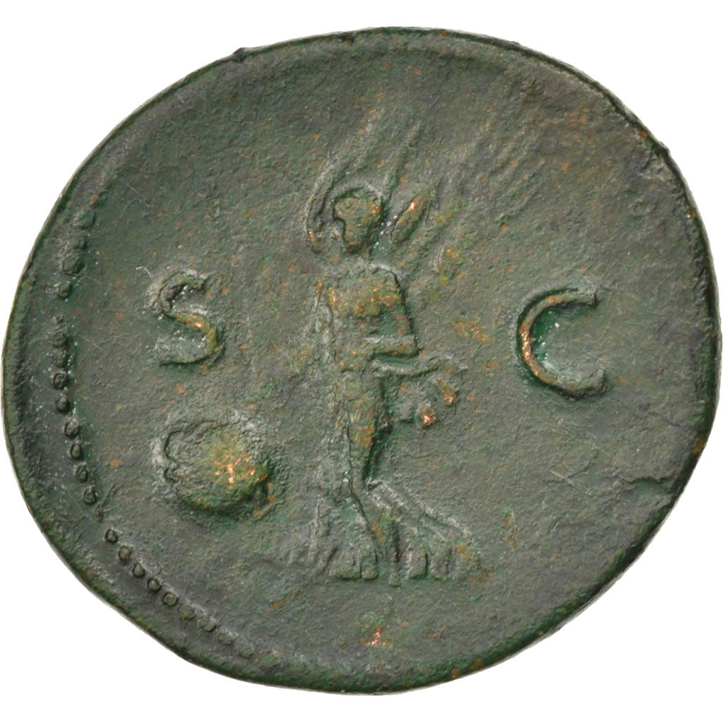 Nero, As, Lyons, VF(20-25), Bronze, RIC #543, 10.17