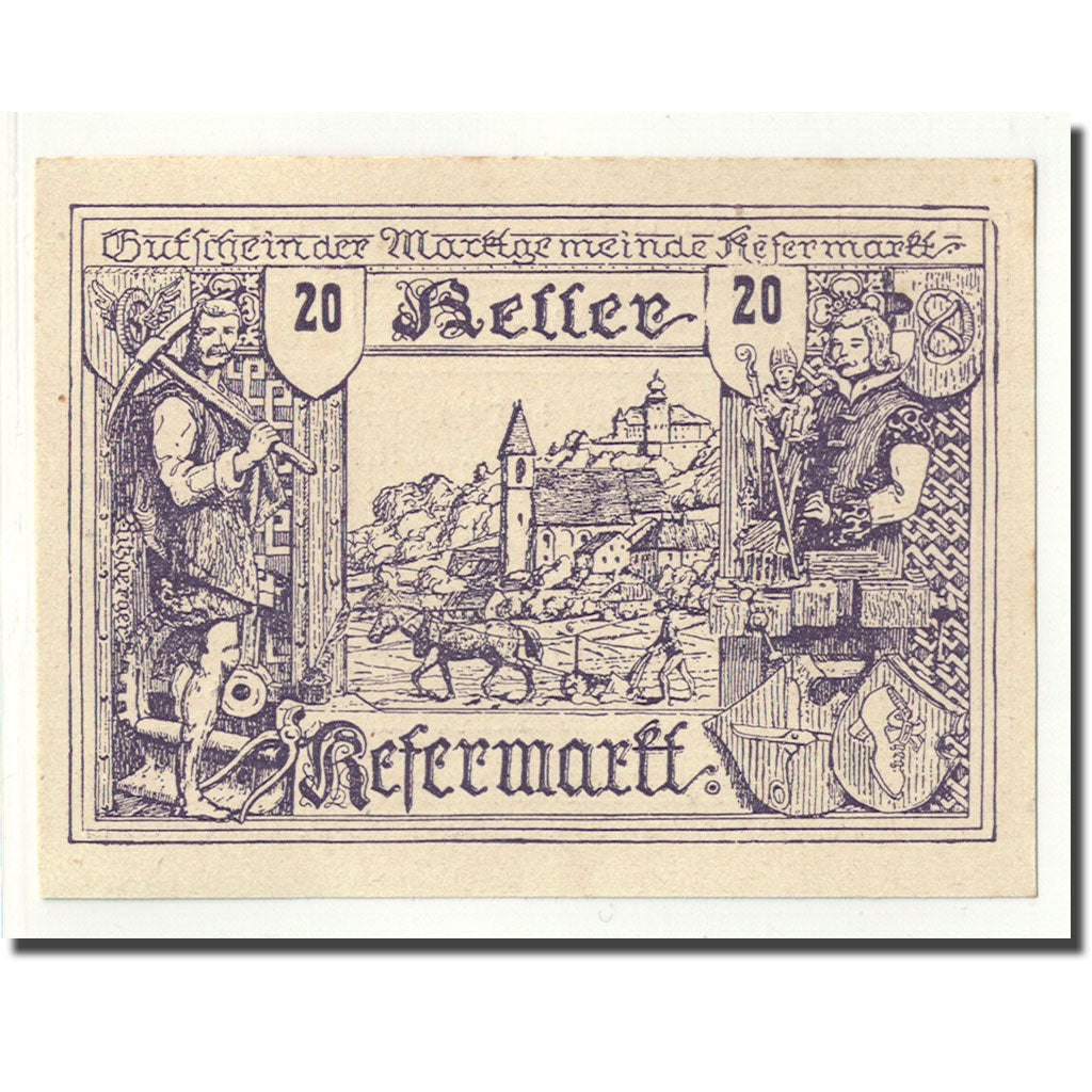 Geldschein, Österreich, Kefermarkt, 20 Heller, paysage, 1920, 1920-04-10, UNZ-