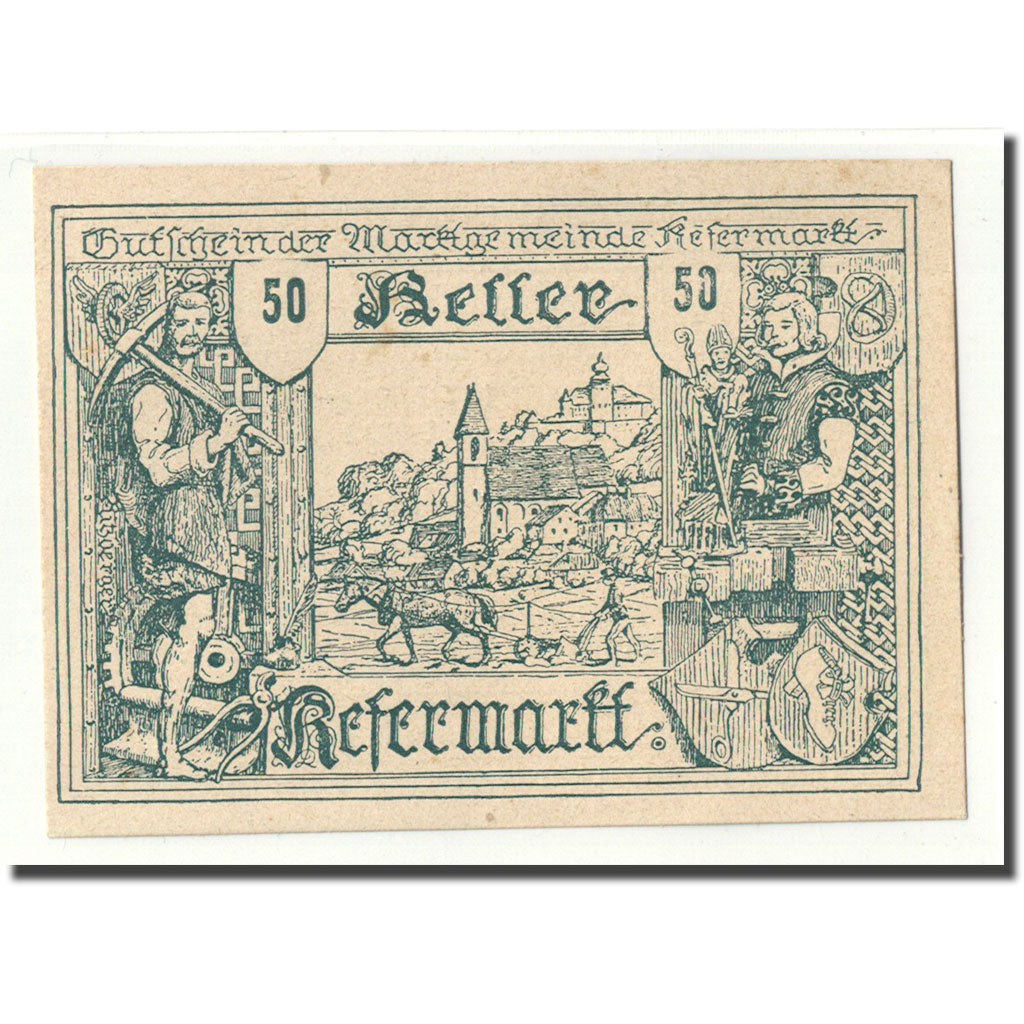 Geldschein, Österreich, Kefermarkt, 50 Heller, paysage, 1920, 1920-04-10, UNZ-