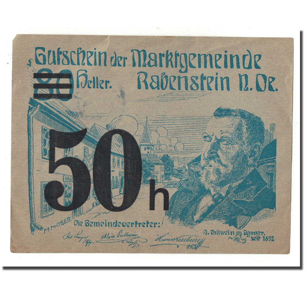 Banconote, Austria, Rabenstein, 50 Heller, paysage 2, 1920, 1920-04-19, SPL