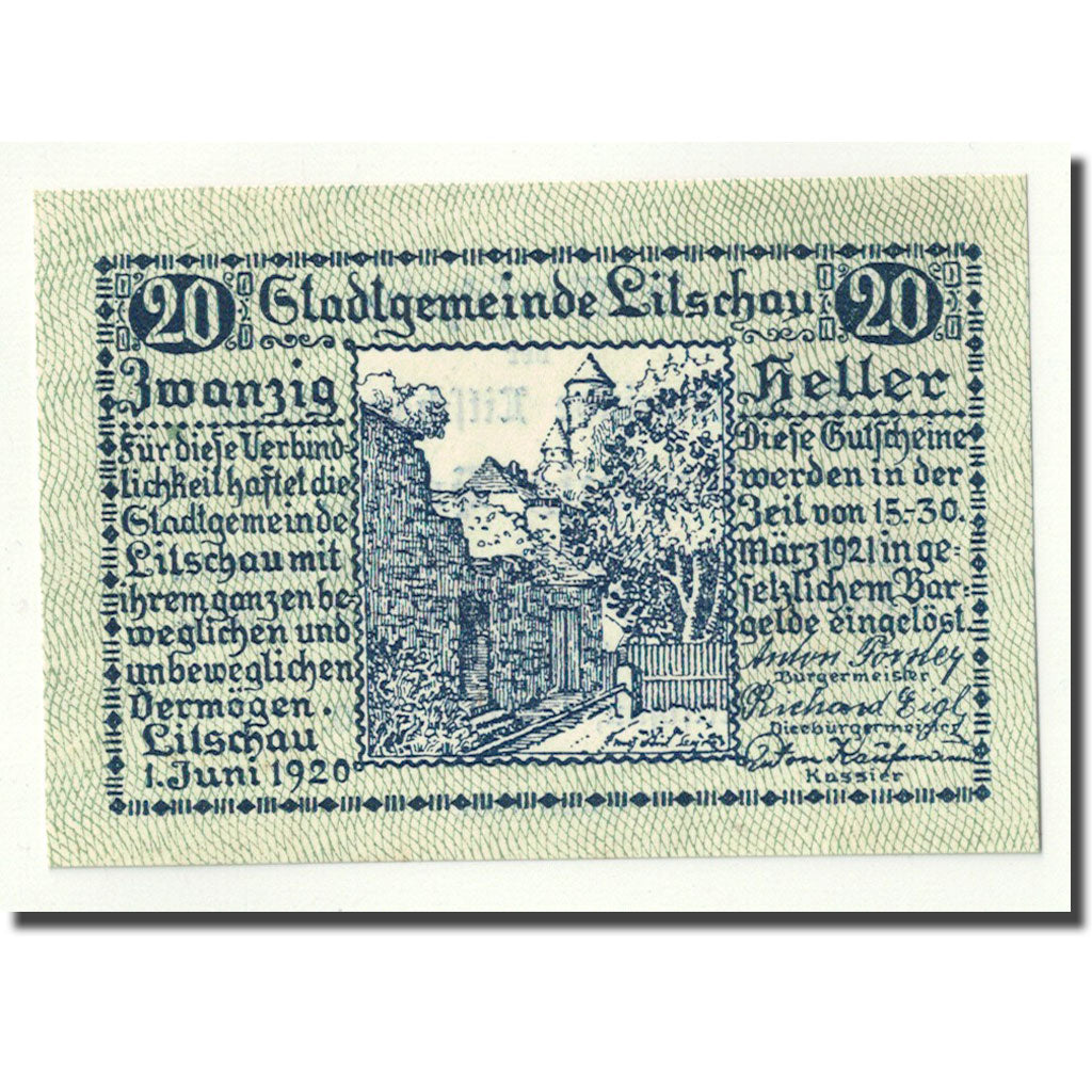 Banknote, Austria, Litschau, 20 Heller, paysage, 1920, 1920-06-01, UNC(63)