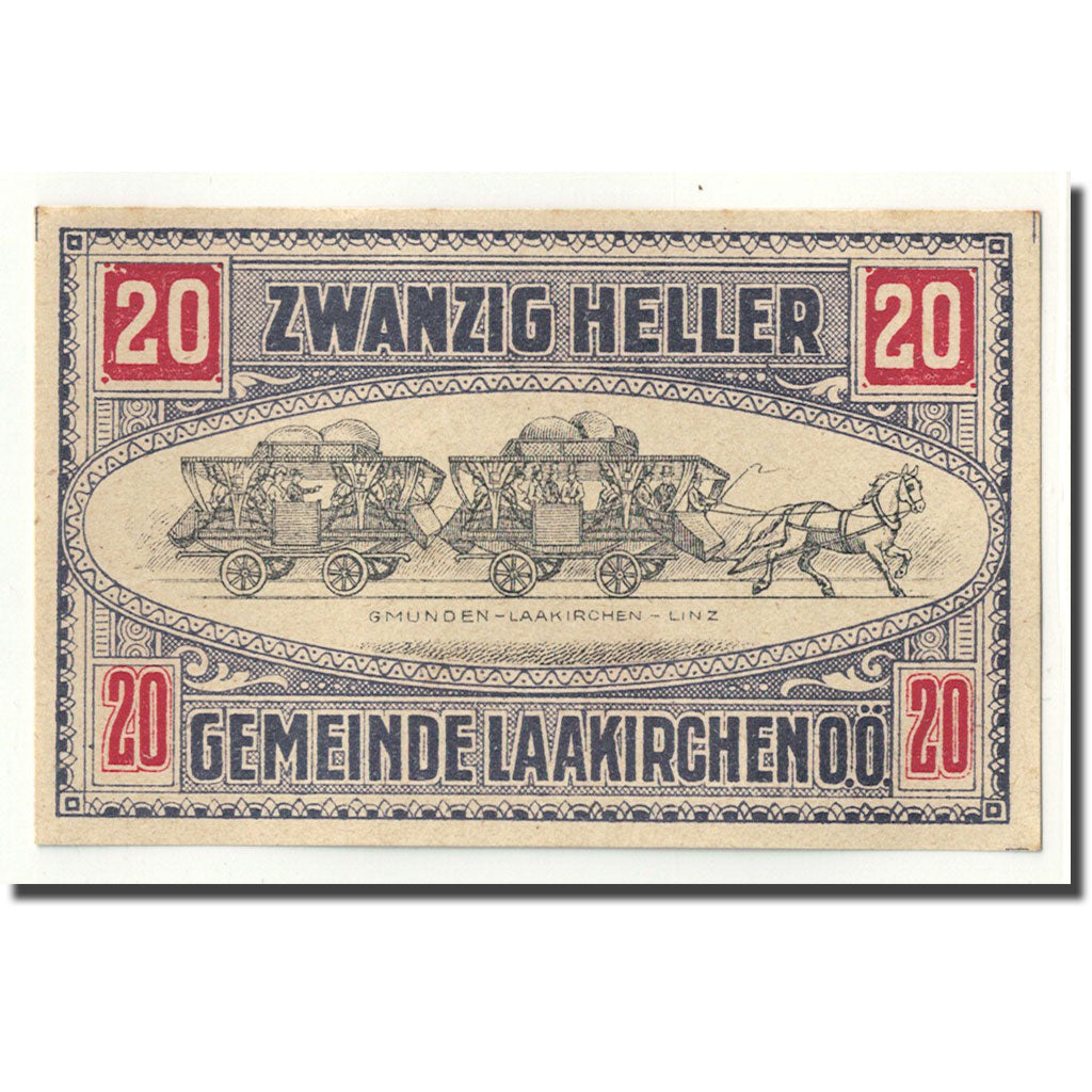 Banknote, Austria, Laakirchen, 20 Heller, portrait, 1920, UNC(63), Mehl:FS 494b