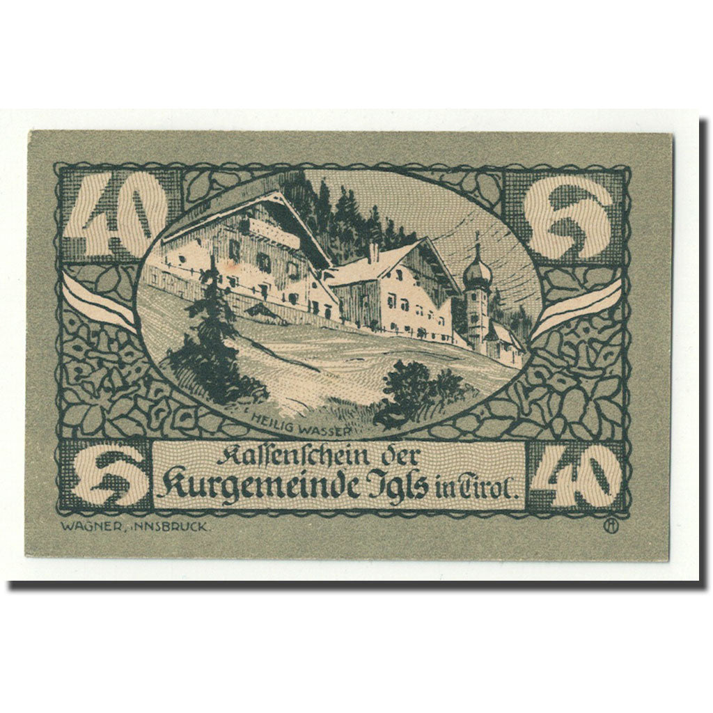 Geldschein, Österreich, Igls, 40 Heller, paysage, 1920, UNZ-, Mehl:FS 403