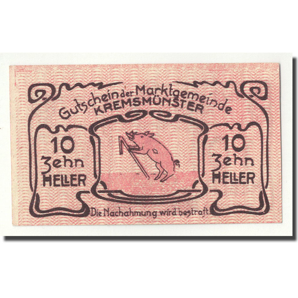 Banknote, Austria, Kremsmünster, 10 Heller, animal, 1920, UNC(63), Mehl:FS 476Ib