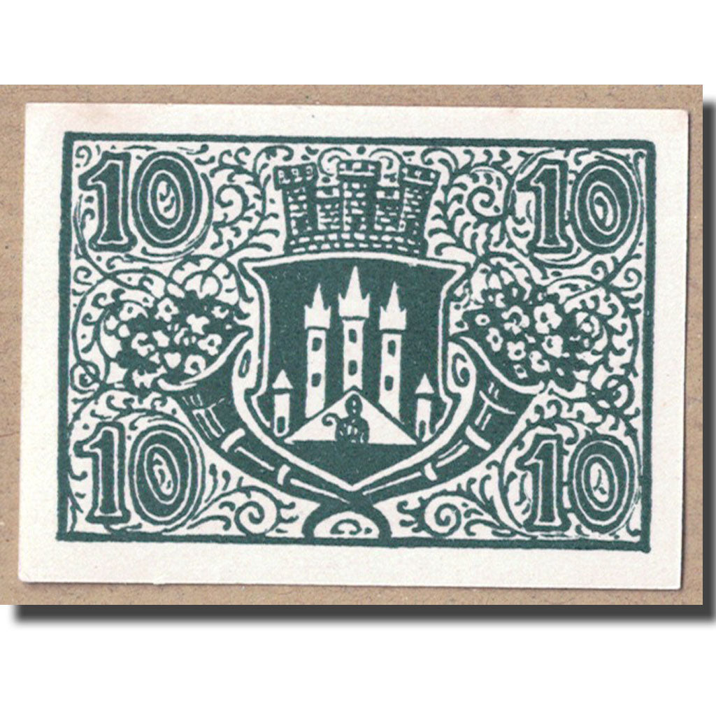 Geldschein, Österreich, Bischofsheim v. Rhon Stadt, 10 Heller, château, UNZ-