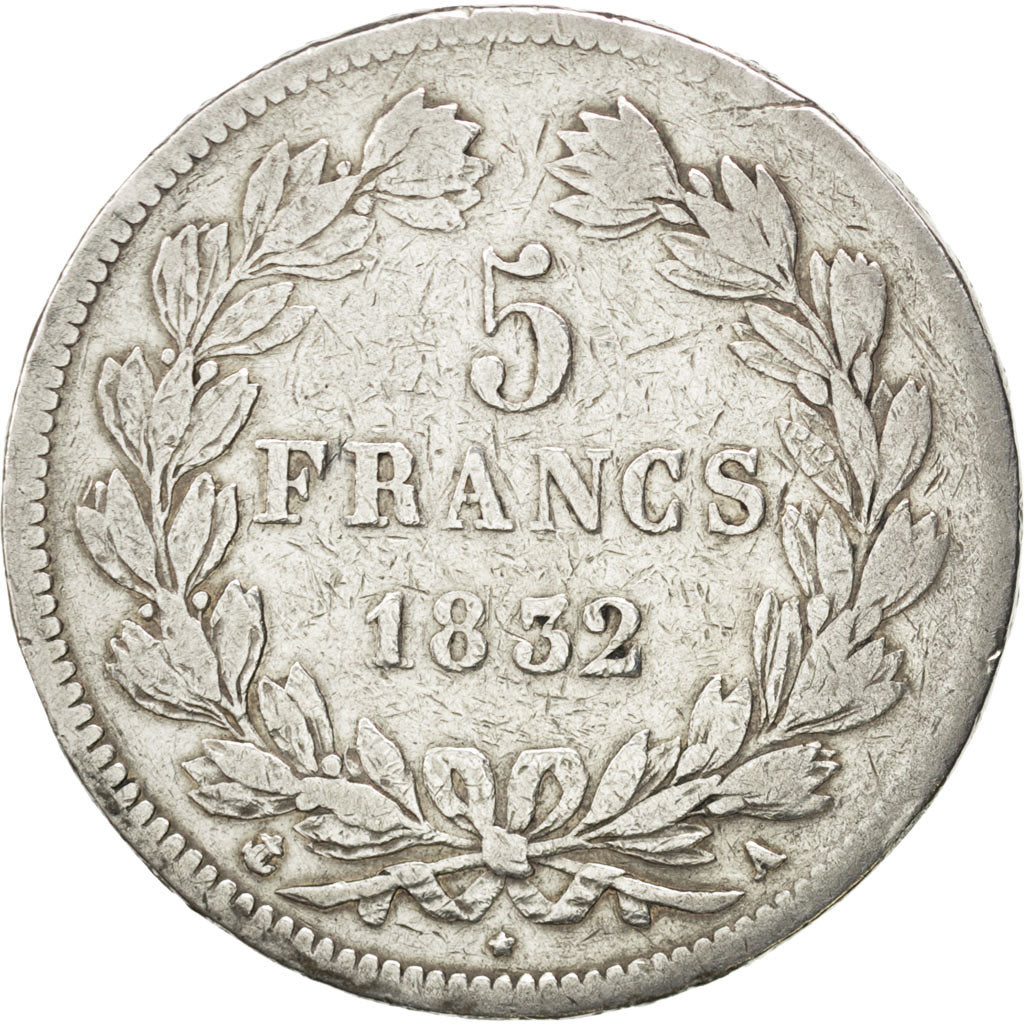 Coin, France, Louis-Philippe, 5 Francs, 1832, Paris, VF(20-25), Silver